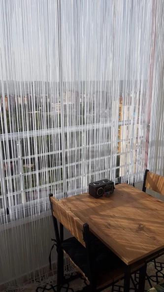 İP MODEL KREM RENK İP PERDE 180 Cm En 280 cm Boy  2 mm şeritler halinde hazır ip perde - Resim 10