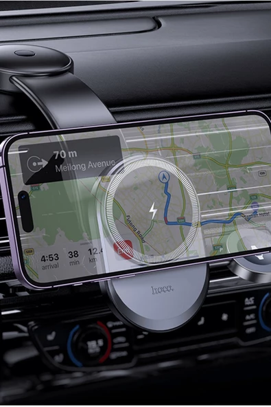 Hoco HW28 Excelso Yapışkanlı 15W Kablosuz Şarj ve 2.5W Kablosuz Magsafe Saat Şarj Destekli  Araç Tutucu - Resim 5