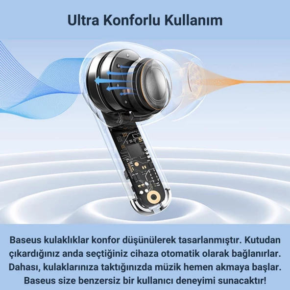 Baseus Profesyonel ANC Gürültü Engelleyici 2 Mod Kulakiçi Bluetooth Kulaklık DCLL Gaming Uyumlu - 4