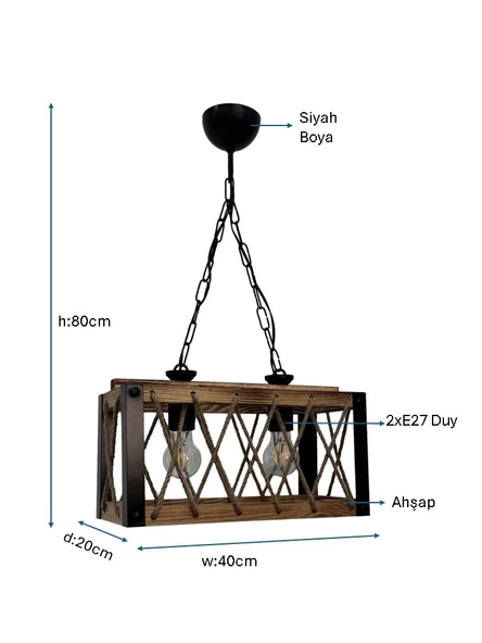 Siyah Boyalı Avize PLC-1223-AV-2-BSY - 2