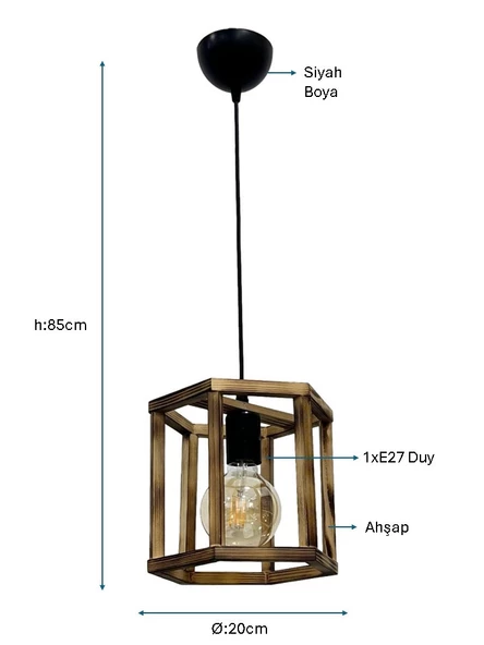 Siyah Boyalı Tekli Avize PLC-1222-AV-BSY - 2