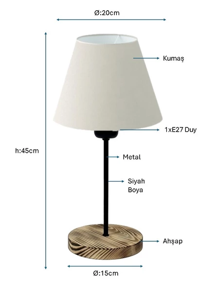 Siyah Boyalı Masa Lambası PLC-1227-M-BSY - 2
