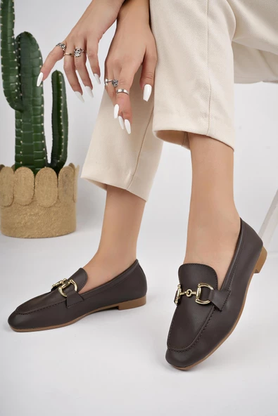 Muggo LİZA Garantili Metal Tokalı Kadın Loafer Günlük Ayakkabı - 2