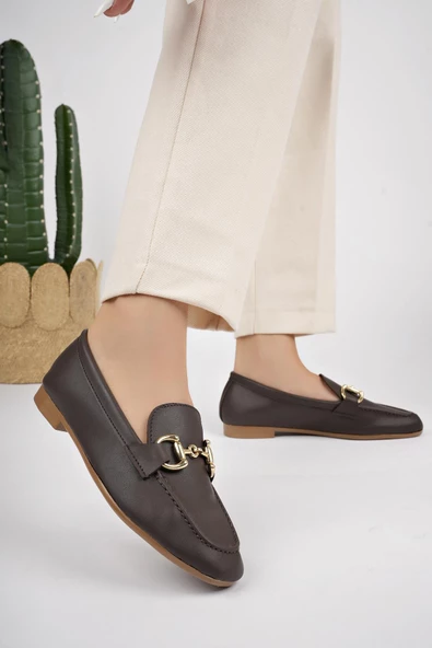 Muggo LİZA Garantili Metal Tokalı Kadın Loafer Günlük Ayakkabı - 3