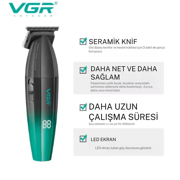 Vgr V-906 Dlc T-Blade Tıraş Makinesi Makinesi - 9000 Rpm - Resim 2