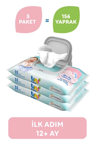 Uni Baby İlk Adım Islak Mendil 3*52'li 156 Yaprak