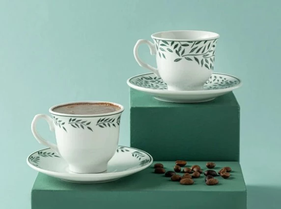 English Home Blatt Porselen 2'li Kahve Fincan Takımı 80 Ml Yeşil