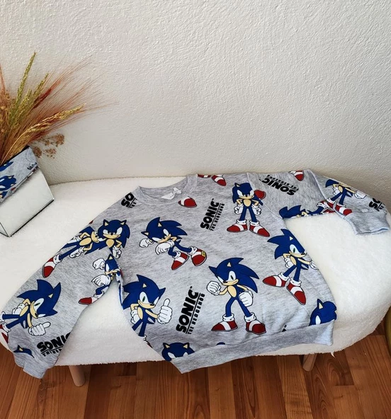 Kirpi Sonic Baskılı Şardonlu Sweatshirt