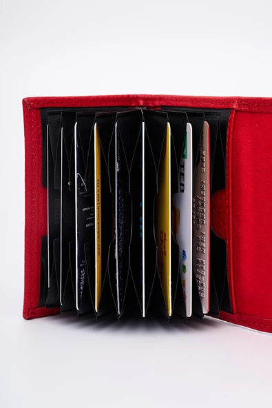 Fossil Hakiki Gerçek Deri Kadın Kartlık Cüzdan Kırmızı 8010 - Resim 4