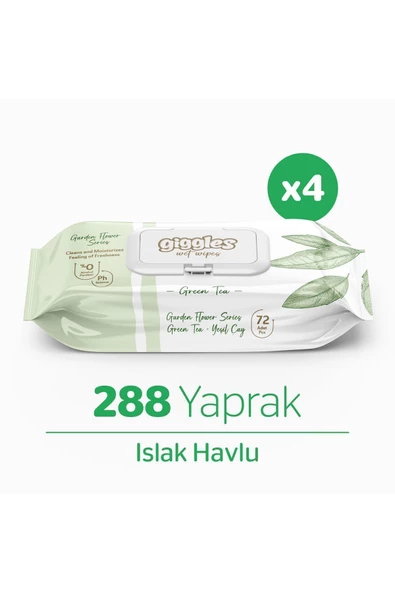 giggles Yeşilçay kokulu Islak Mendil - Islak Havlu 288 Mendil