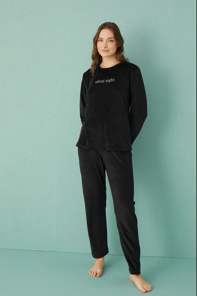 Gd Goldoremi 13166-17 Kadın Slient Night Kadife Uzun Kol Pijama Takım - 3