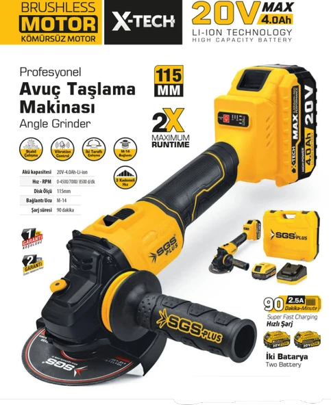 SGS PROFESYONEL AVUÇ TAŞLAMA MAKİNASI SETİ 20VOLT(4.0Ah) (KÖMÜRSÜZ MOTOR) - 2