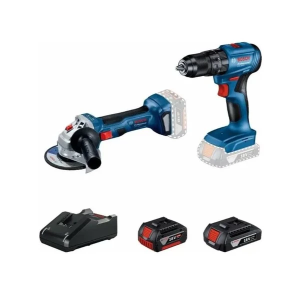 Bosch Professional GWS 180-LI + GSB 185-LI 18V Akülü Vidalama 2+4 Ah Çift Akü Set - 06019H9026