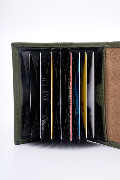 Fossil Hakiki Gerçek Deri Kadın Kartlık Cüzdan Yeşil 8010 - Resim 4