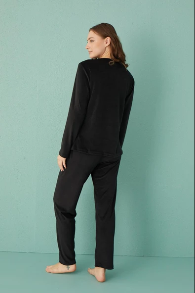 Gd Goldoremi 13166-17 Kadın Slient Night Kadife Uzun Kol Pijama Takım - 7