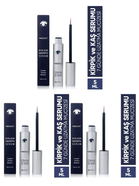 NEDOX 3 Adet Kaş Ve Kirpik Uzatıcı, Onarıcı, Besleyici Ve Güçlendirici Bakım Serum Garantili 5 ml