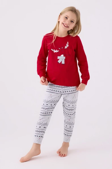 Arnetta Kız Çocuk Kırmızı Pijama Takım 3052 - 2