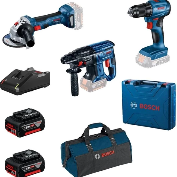 Bosch Professional Gsr 185-LI + Gws 180-LI + Gbh 180-LI 2X4.0AH Akülü Kombo Kit - 0615990N1Y