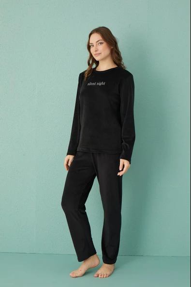 Gd Goldoremi 13166-17 Kadın Slient Night Kadife Uzun Kol Pijama Takım - 2