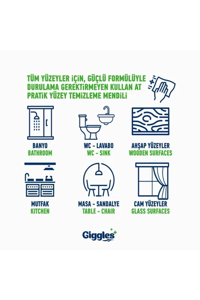 giggles 150 Adet 1.Sınıf Pratik Yüzey Temizleme Havlu - Mendil - 3
