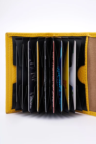 Fossil Hakiki Gerçek Deri Kadın Kartlık Cüzdan Sarı 8010 - Resim 4
