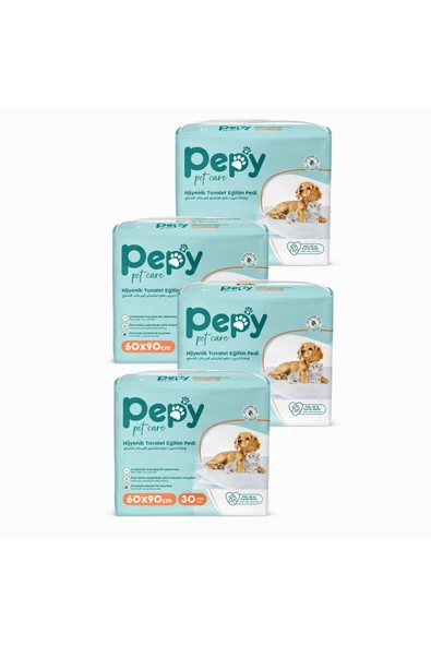 PEPY 60x90 Hijyenik Tuvalet Eğitim Pedi 30'lu 4 Paket 120 Adet