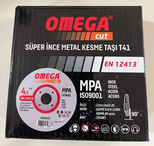 OMEGACUT 115/1.0/22.20 İNOX KESME TAŞI 25 ADET