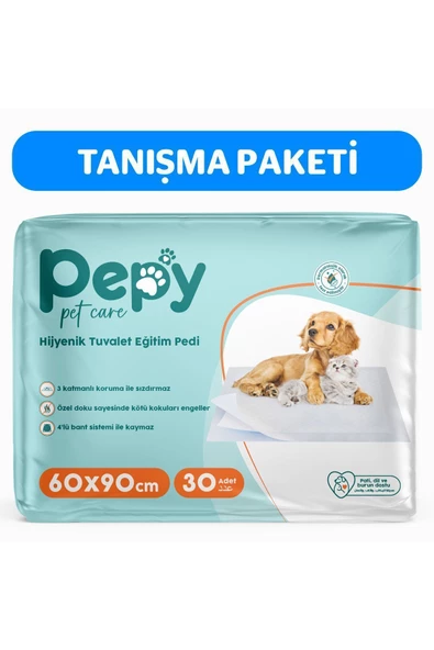 PEPY Hijyenik Yapışkanlı Tuvalet Eğitim Pedi Köpek / Kedi Çiş Pedi 30 Adet