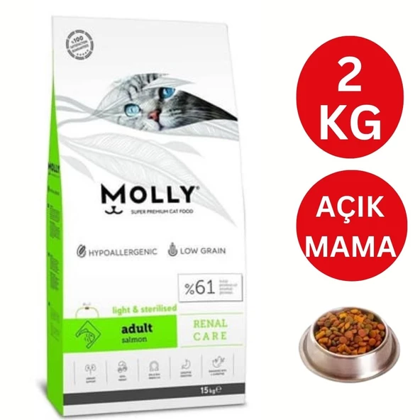 Molly Light & Sterilised Somonlu Açık Kısır Kedi Maması 2 kg