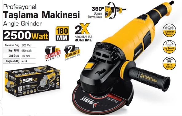 Sgs Profesyonel Taşlama Makinesi 180Mm 2500 Watt - 2