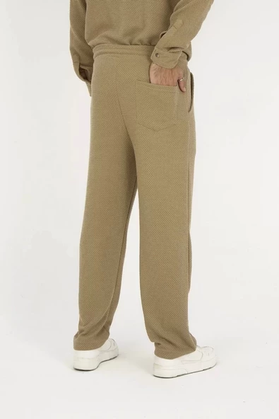 Jakar Kutu Desenli Baggy Eşofman Pantolon - Kahverengi - 3