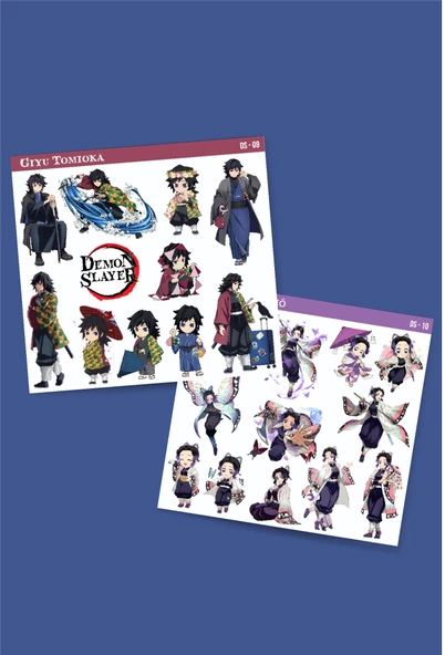Giyu Tomioka-Shinobu Kochō -Demon Slayer-2li çıkartma-etiket-süsleme-hediye- başarı çıkartmaları