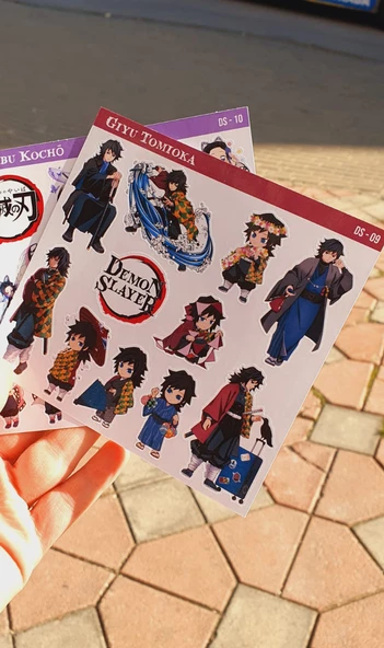Giyu Tomioka-Shinobu Kochō -Demon Slayer-2li çıkartma-etiket-süsleme-hediye- başarı çıkartmaları - Resim 8