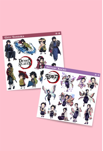 Giyu Tomioka-Shinobu Kochō -Demon Slayer-2li çıkartma-etiket-süsleme-hediye- başarı çıkartmaları - Resim 2