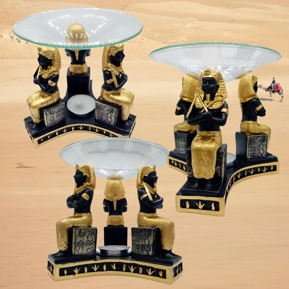 Tutankhamun Buhurdanlık Esansiyel Yağ Brülörü Aantik Mısır Firavun - 5