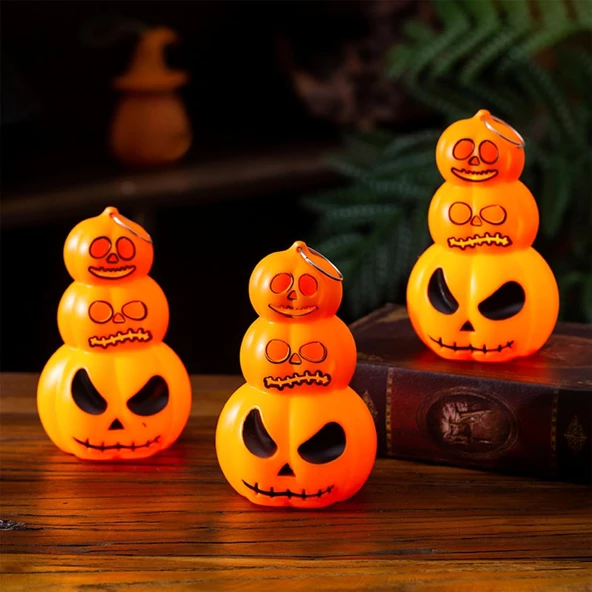Halloween Bal Kabağı Şeklinde Led Lamba 12 cm - Resim 3