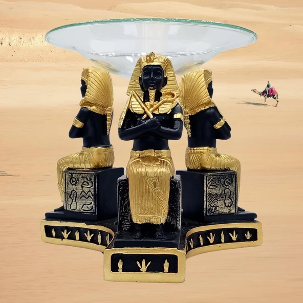 Tutankhamun Buhurdanlık Esansiyel Yağ Brülörü Aantik Mısır Firavun - 4