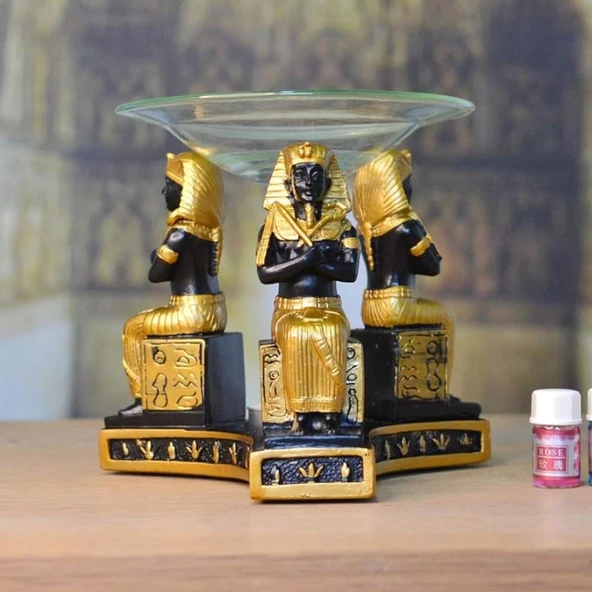 Tutankhamun Buhurdanlık Esansiyel Yağ Brülörü Aantik Mısır Firavun - 2