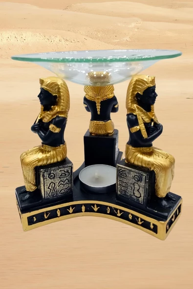 Tutankhamun Buhurdanlık Esansiyel Yağ Brülörü Aantik Mısır Firavun - 8