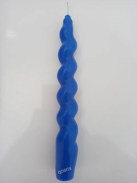 qosrix Mavi Italyan Burgulu Şamdan Soya Mumu Doğal Kokulu Çubuk Konik Burgu Spiral Mum Dekoratif 1 Adet - 2