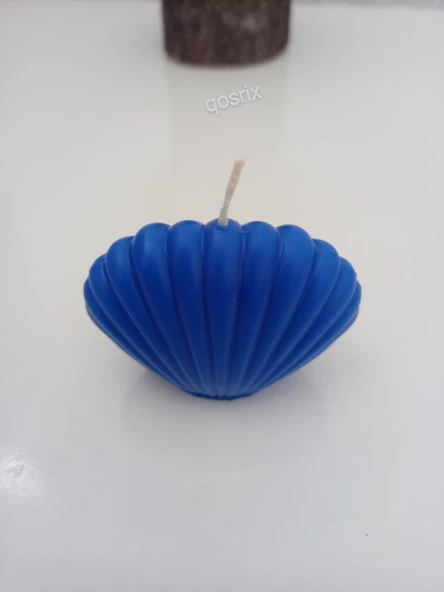 qosrix Mavi Mini Istiridye Deniz Kabuğu 1. Kalite Soya Doğal Vanilya Kokulu Mum Dekoratif 1 Adet