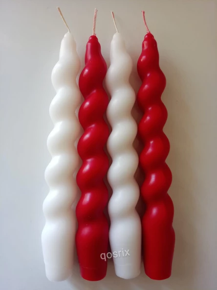 qosrix 4'lü Çok 4 Renkli Italyan Burgulu Şamdan Soya Mumu Doğal Kokulu Uzun Çubuk Konik Burgu Spiral Mum ürün görseli