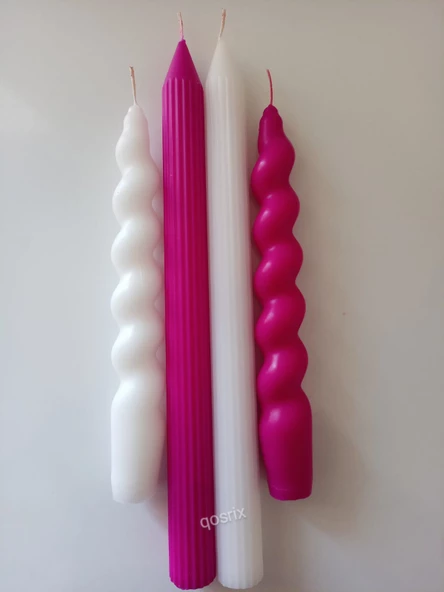 qosrix 4'lü Çok 4 Renkli Italyan Burgulu Şamdan Soya Mumu Doğal Kokulu Uzun Çubuk Konik Burgu Spiral Mum ürün görseli