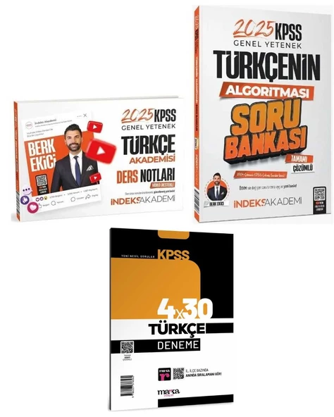 İndeks 2025 KPSS Türkçe Akademisi Video Ders Notları + Soru + Marka Deneme 3 lü Set - Berk Ekici