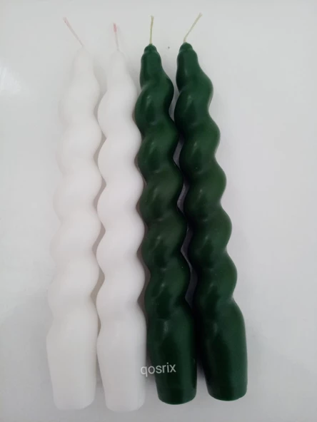 qosrix 4'lü Çok 4 Renkli Italyan Burgulu Şamdan Soya Mumu Doğal Kokulu Uzun Çubuk Konik Burgu Spiral Mum - 2
