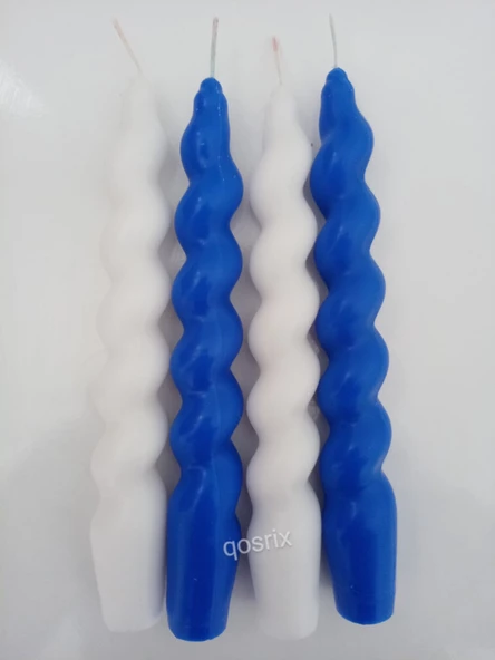 qosrix 4'lü Çok 4 Renkli Italyan Burgulu Şamdan Soya Mumu Doğal Kokulu Uzun Çubuk Konik Burgu Spiral Mum