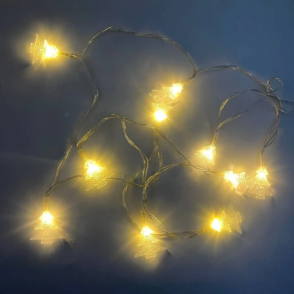 Dekoratif Çam Ağacı Model 10 lu Led Işık 2 Metre Pilli