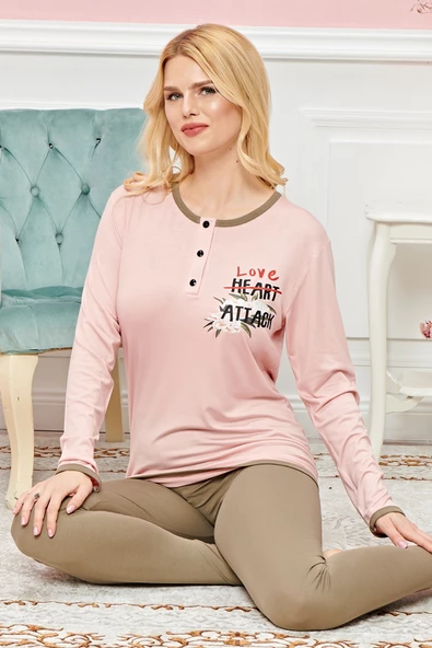 Bayan Uzun Kollu Pijama Takımı Model no 7607 - Resim 2
