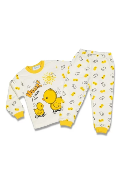 BİLGE TREND KIZ ERKEK BEBEK ÇOCUK ÖRDEK BASKILI PİJAMA TAKIMI %100 COTTON