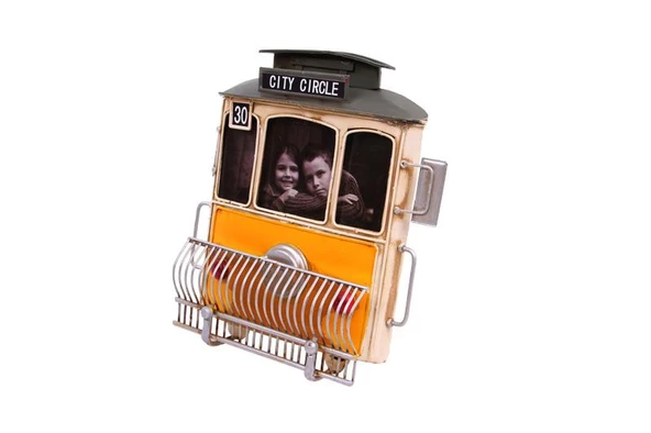 Dekoratif Metal Çerçeve Tramvay Temalı Vintage Hediyelik - 3